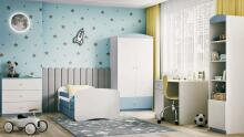 Bed babydreams blue without pattern with drawer with non-flammable mattress 140/70