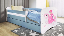 Bed babydreams blue princess on horse without drawer with mattress 180/80