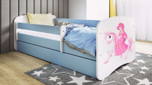 Bed babydreams blue princess on horse without drawer with mattress 140/70