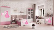 Bed babydreams pink princess horse with drawer with non-flammable mattress 160/80