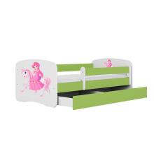 Bed babydreams green princess on horse with drawer with mattress 180/80