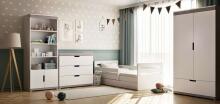 Bed tomi white with drawer with non-flammable mattress 180/80