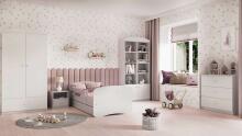 Babydreams white bed without a pattern, without a drawer, coconut mattress 160/80