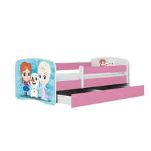 Bed babydreams pink frozen land with drawer with non-flammable mattress 140/70