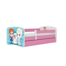 Bed babydreams pink frozen land with drawer with non-flammable mattress 140/70