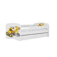 Bed babydreams white digger with drawer with non-flammable mattress 160/80