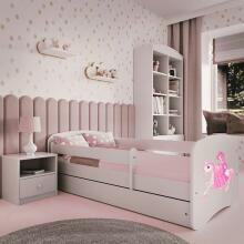 Bed babydreams white princess on horse with drawer with non-flammable mattress 140/70