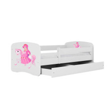 Babydreams white princess on a horse bed with a drawer latex mattress 180/80