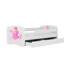 Babydreams white princess on a horse bed with a drawer latex mattress 160/80