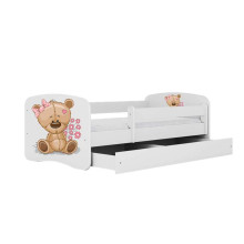 Bed babydreams white teddybear flowers with drawer with non-flammable mattress 140/70