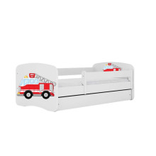 Bed babydreams white fire brigade with drawer with non-flammable mattress 140/70