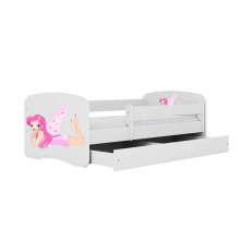 Bed babydreams white fairy with wings with drawer with non-flammable mattress 180/80