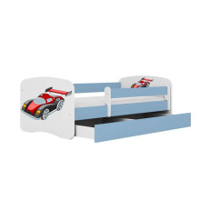 Bed babydreams blue racing car with drawer with non-flammable mattress 180/80