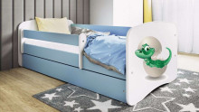 Bed babydreams blue baby dino with drawer with non-flammable mattress 180/80