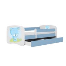 Bed babydreams blue blue teddybear with drawer with non-flammable mattress 140/70