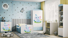 Bed babydreams blue baby elephant with drawer with non-flammable mattress 180/80