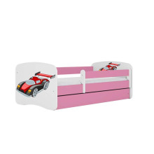 Bed babydreams pink racing car with drawer with non-flammable mattress 180/80