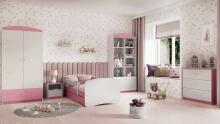 Bed babydreams pink without pattern with drawer with non-flammable mattress 180/80