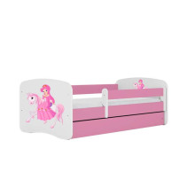 Babydreams bed, pink, princess on a horse, without drawer, latex mattress 180/80