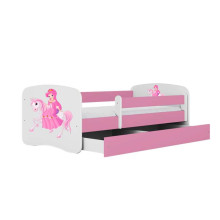 Babydreams bed, pink, princess on a horse, without drawer, coconut mattress, 160/80