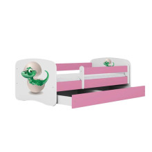 Bed babydreams pink baby dino with drawer with non-flammable mattress 180/80