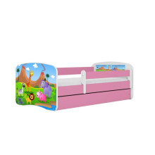 Bed babydreams pink safari with drawer with non-flammable mattress 160/80