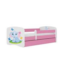 Bed babydreams pink baby elephant with drawer with non-flammable mattress 140/70
