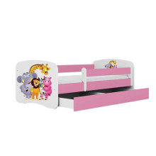 Bed babydreams pink zoo with drawer with non-flammable mattress 140/70