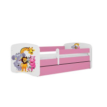 Bed babydreams pink zoo with drawer with non-flammable mattress 140/70