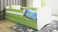 Babydreams green bed without a pattern with a drawer, coconut mattress 160/80