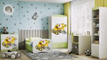 Bed babydreams green digger with drawer with non-flammable mattress 140/70