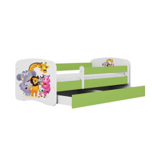 Bed babydreams green zoo with drawer with non-flammable mattress 180/80