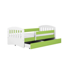 Bed classic 1 green with drawer with non-flammable mattress 160/80