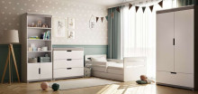 Bed tomi white with drawer with non-flammable mattress 160/80