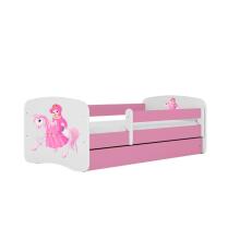 Babydreams bed, pink, princess on a horse, without drawer, latex mattress 160/80