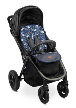 WAFFLE PUSHCHAIR LINER - ANIMAL LAND GREY