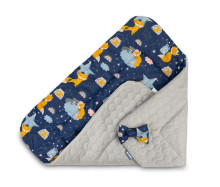 swaddle wrap VELVET NAVY BLUE FOXES 75x75