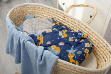 swaddle wrap VELVET NAVY BLUE FOXES 75x75