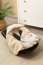 MUSLIN CARRY-COT SWADDLE BLANKET - BEIGE BUNNY