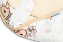 MUSLIN CARRY-COT SWADDLE BLANKET - BEIGE BUNNY