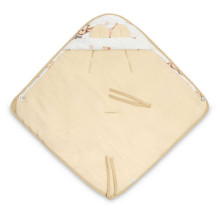 MUSLIN CARRY-COT SWADDLE BLANKET - BEIGE BUNNY