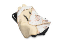 MUSLIN CARRY-COT SWADDLE BLANKET - BEIGE BUNNY