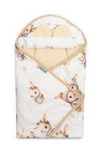 MUSLIN CARRY-COT SWADDLE BLANKET - BEIGE BUNNY