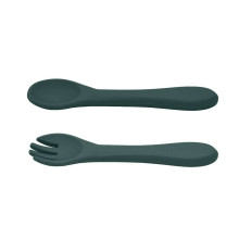 La Bebe™ Basic  Silicone Spoon Art.169082 Misty Green rožės minkštas silikoninis šaukštas (1 vnt.)