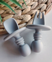 La Bebe™ Basic  Silicone Fork Art.169084 Light Beige Mīkstā silikona dakšiņa 7.8 cm,no 6 mēn