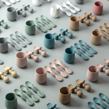 La Bebe™ Basic  Silicone Spoon Art.169239 Misty Green rožės minkštas silikoninis šaukštas (1 vnt.)