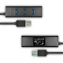 HUE-S2BL centrmezgls: 4 portu USB 3.2 Gen 1 uzlādes centrmezgls, 1,2 m kabelis, papildu microUSB barošanas avots