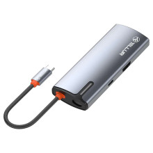 Tellur USB-C hub, PD 3.0 100W, HDMI, 3xUSB 3.0 grey