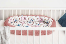 Baby nest Minky – birds retro pink