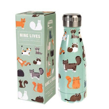 Nine Lives 260ml Stainless Steel Bottle, Rex London